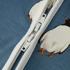 Milkbarn Luxe Stretch Zipper Footed Romper / Penguin