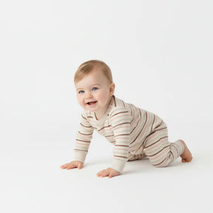 Organic 2-Way Zip Romper / Terra Stripes