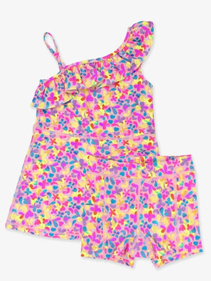 RuffleButts Neon Tennis Dress & Bike Short Set / 2T