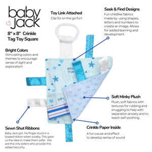 Baby Jack Crinkle Tag Square 8"x8" / Baby Boy