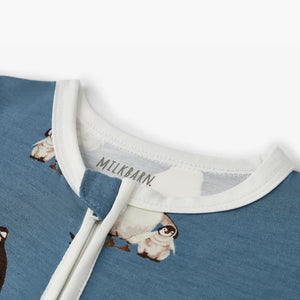 Milkbarn Luxe Stretch Zipper Footed Romper / Penguin