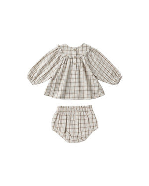 Quincy Mae Mia Top & Bloomer Set / Blue Plaid