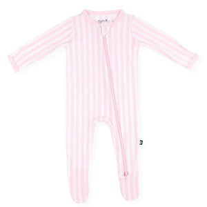 Kyte Baby Zippered Footie / Small Sakura Stripe