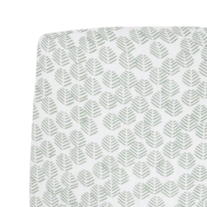 Little Unicorn Cotton Muslin Crib Sheet / Leaf Motif