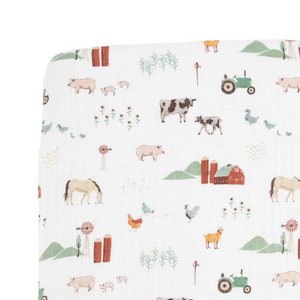 Little Unicorn Cotton Muslin Crib Sheet / Farmyard