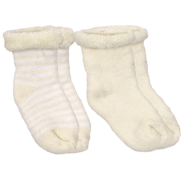 Kushies Terry Socks 2-Pack / Butter - 0-3 Months