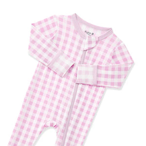 Kyte Baby Zippered Footie / Gingham Thistle