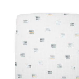 Little Unicorn Cotton Muslin Crib Sheet / Blue Stacks