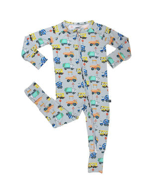 Lev Baby Poppy Convertible Romper / Construction Trucks (Mark)