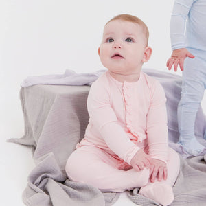 Magnetic Me Modal Magnetic Ruffle Footie / Pin Dot Pink