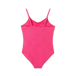 Tween Pink Daisy Terry One-Piece Swimsuit