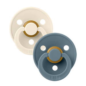 BIBS Round Pacifier 2-Pack / Size 2 (6-18 Months) - Blue/Blue Steel