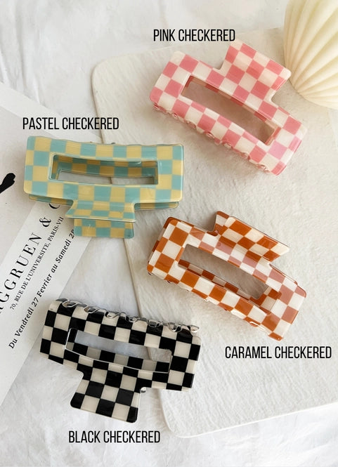 Betty Checkered Jumbo Hair Claw Clip - Assorted