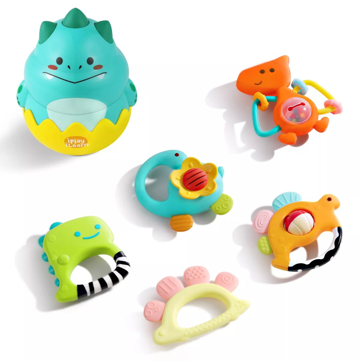 Dinosaur Teether/Rattle & Tumbler Toy Set