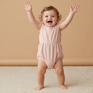 Organic Clinch Romper / Blush