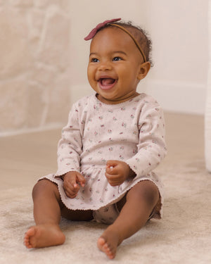 Quincy Mae Pointelle Skirted Bodysuit Dress / Heart Ditsy