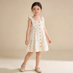Organic Flutter Buttoned Tier Dress / Spring Weave