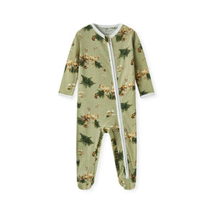 Milkbarn Organic Cotton Zipper Footed Romper / Forest Party