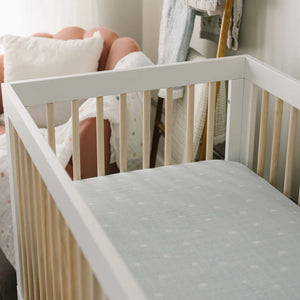 Little Unicorn Cotton Muslin Crib Sheet / Blue Rainbow