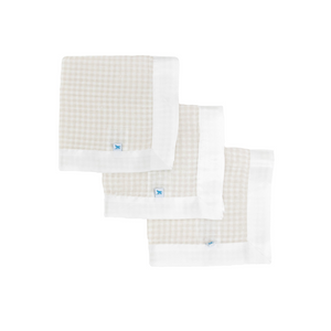 Little Unicorn Cotton Muslin Security Blanket 3 Pack / Tan Gingham