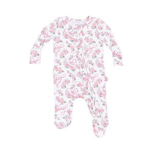 Ribbons & Flowers 2 Way Ruffle Zipper Footie