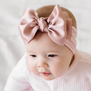 Satin FAB-BOW-LOUS Headband / Rose Quartz