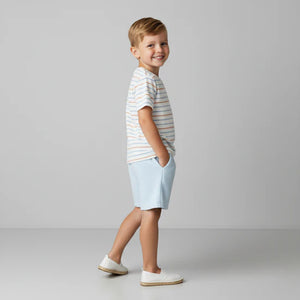 Organic Terry Tee & Short Set / Cabana Stripes