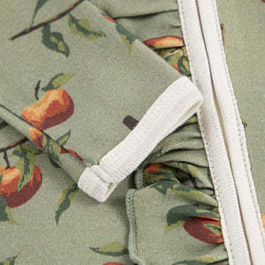 Milkbarn Organic Ruffle Zipper Footed Romper / Apple Orchard
