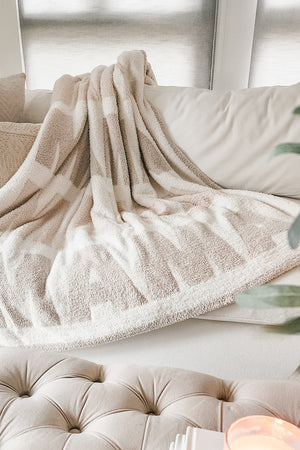 LeLaLo MAMA Throw Blanket - Ivory/Sand
