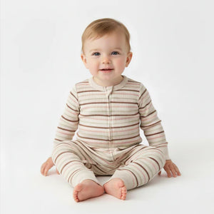 Organic 2-Way Zip Romper / Terra Stripes