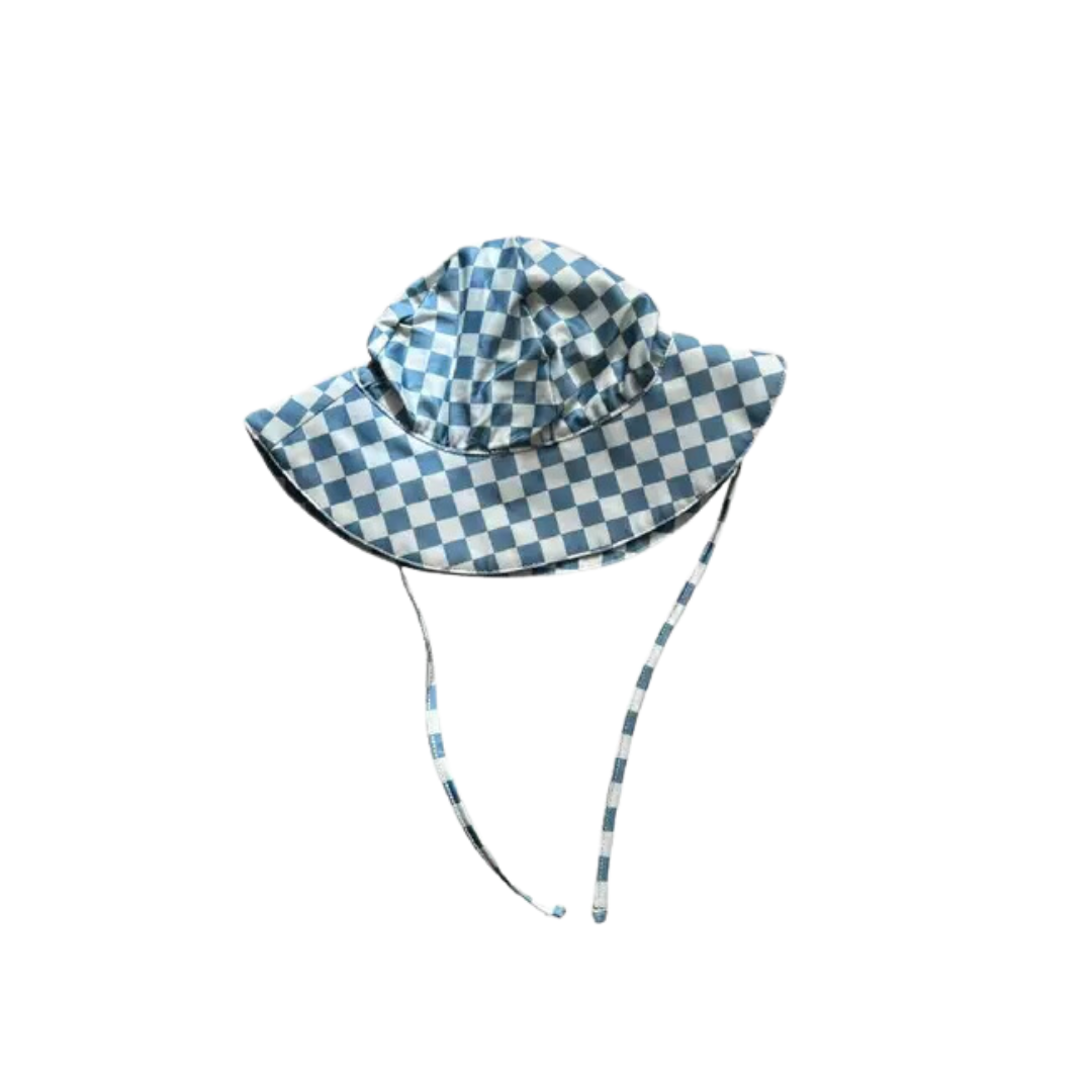 Babysprouts Sun Hat / Blue & Green Checkered
