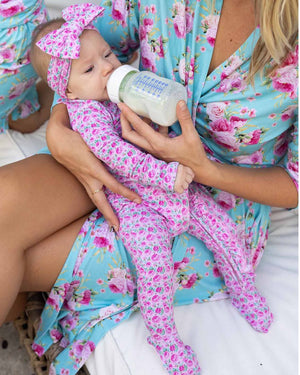 Lev Baby Ruffled Zippered Footie / Maya Pink Peony