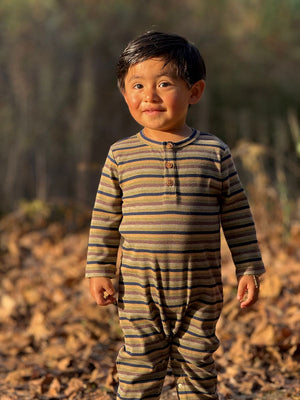 Me & Henry Mason Ribbed Romper / Green Multi