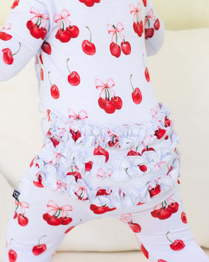 Lev Baby Ruffled Zippered Footie / Alice Cherries