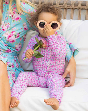 Lev Baby Ruffled Poppy Convertible Romper / Maya Pink Peony
