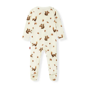 Milkbarn Luxe Stretch Zipper Footed Romper / Chipmunk