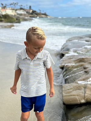 Me & Henry Terry Polo / Chambray Stripe