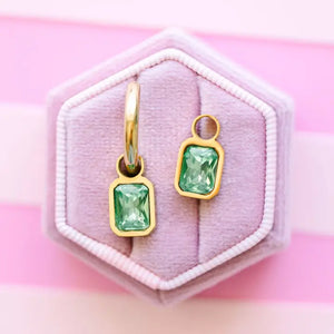 Pierced Emerald Gem Earring Charms