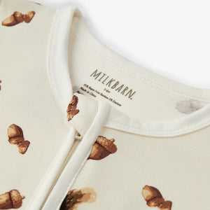 Milkbarn Luxe Stretch Zipper Footed Romper / Chipmunk