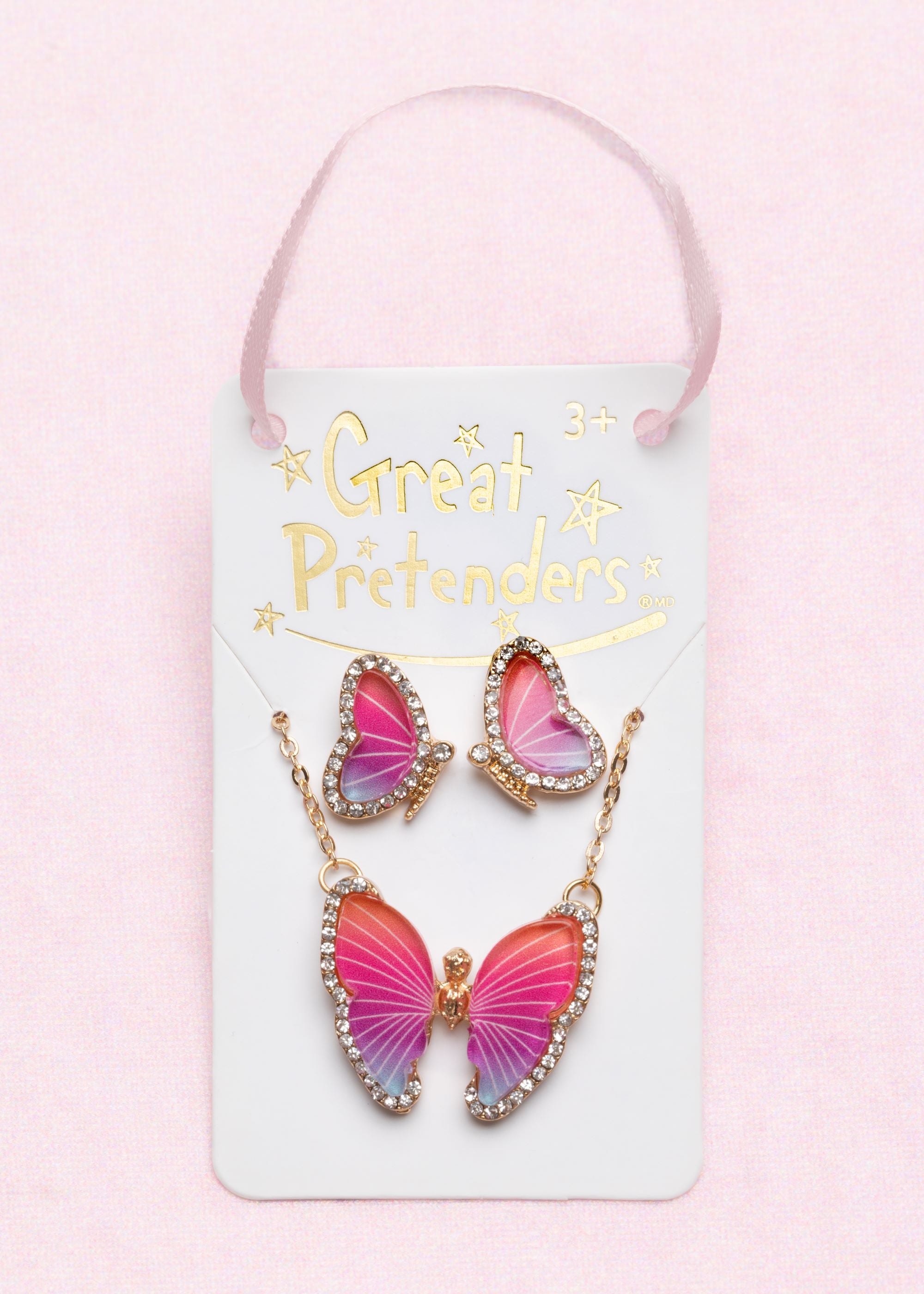 Butterfly Necklace & Studded Earring Set