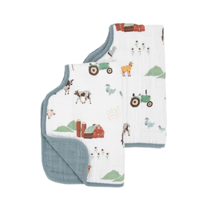 Little Unicorn Cotton Muslin Burp Cloth 2 Pack / Farmyard