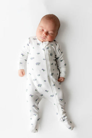 Kyte Baby Pointelle Zippered Footie / Spray Rose