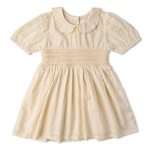 Organic Smocked Collar Dress / Butter Yellow