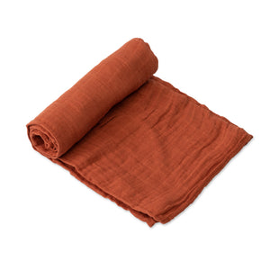 Little Unicorn Cotton Muslin Swaddle / Rust