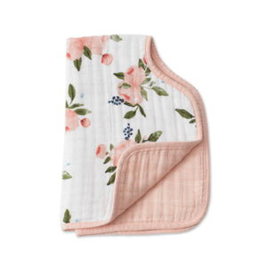 Little Unicorn Cotton Muslin Burp Cloth / Watercolor Roses