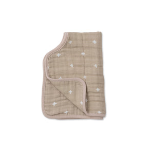 Little Unicorn Cotton Muslin Burp Cloth / Taupe Cross