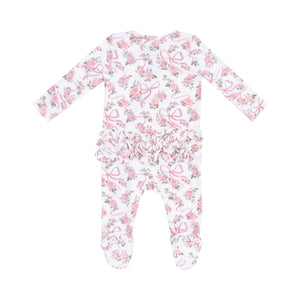 Ribbons & Flowers 2 Way Ruffle Zipper Footie