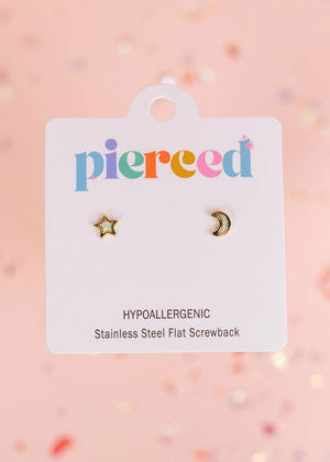 Pierced Moon/Star Opal Earrings
