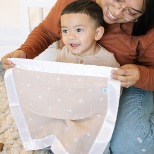 Little Unicorn Cotton Muslin Security Blanket 3 Pack / Taupe Cross