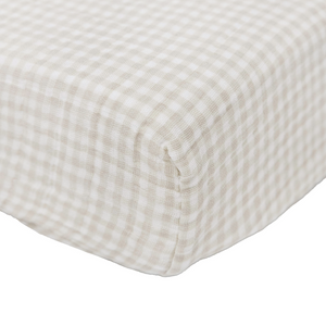 Little Unicorn Cotton Muslin Changing Pad Cover / Tan Gingham